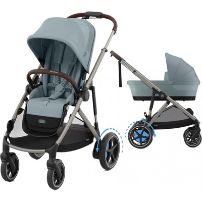 CYBEX e-Gazelle S + Gazelle S Cot 2025 Stormy Blue Taupe Frame – Zbozi.Blesk.cz