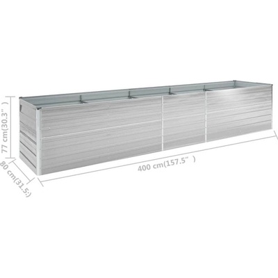 VidaXL Vyvýšený záhon pozinkovaná ocel 400 x 80 x 77 cm šedý