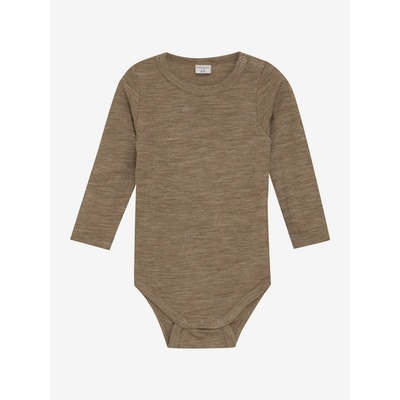 Merino body pre deti s dlhým rukávom CeLaVi hnedé Cocoa Creme
