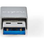Nedis CCTB60925AL USB-A адаптер, USB 3.2 Gen 1, USB-A мъжки, USB-C женски, 5 Gbps, кръгъл, никелиран, сребърен (CCTB60925AL)