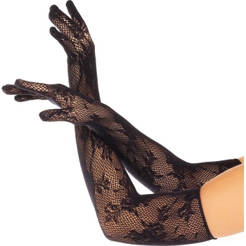 Image 1 of Leg Avenue Opera Length Floral Net Gloves 2033 Black
