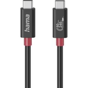 Hama USB-C кабел USB4 Gen 4, 80 Gbit/s, 240 W (5 A), eMarker, 1 м, черен (HAMA-200799)