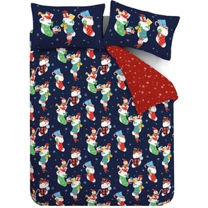 Catherine Lansfield Червено-синьо двойно детско спално бельо 200x200 cm Christmas Elves - Catherine Lansfield (BD/60680/W/DQS/NA)