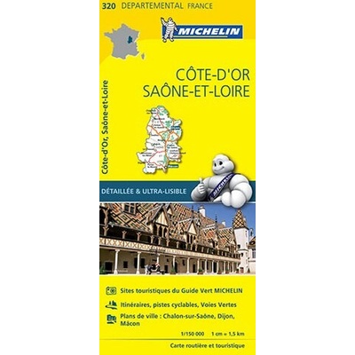 mapa Cote-d'Or, Saone-et-Loire 1:150 t.