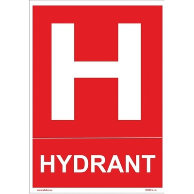 DUKO HYDRANT se symbolem a textem Formát: 210 x 297 mm, Materiál: plast 1 mm, samolepící vinylová fólie