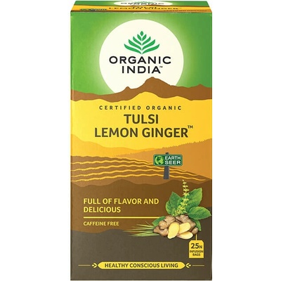 Organic India Tulsi s citrónom a zázvorom porciovaný čaj 25 vreciek