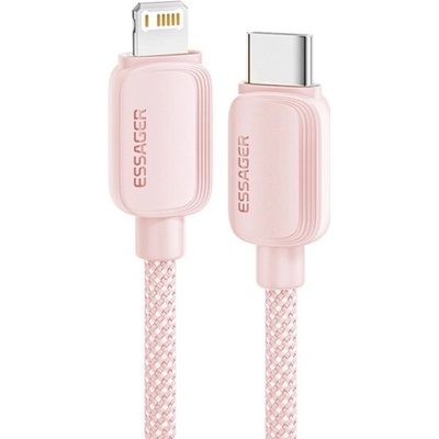 Essager ES-X46 opletený nabíjací a dátový USB-C na Lightning 1m růžový