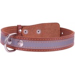COLLAR Кожен рефлектиращ нашийник - 48 - 63см, 35мм - кафяв