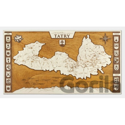 Tatry drevená mapa - obraz Tatier v ráme 90 x 50 cm