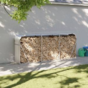 vidaXL Поставка за дърва, сребрист, 234x45x100 см, поцинкована стомана (364595)