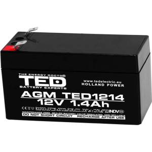Ted electric Оловна батерия TED ELECTRIC, 12V / 1.4 Ah- 98/43, 5/53 mm AGM (TED-12V-1.4AH) - Allstore