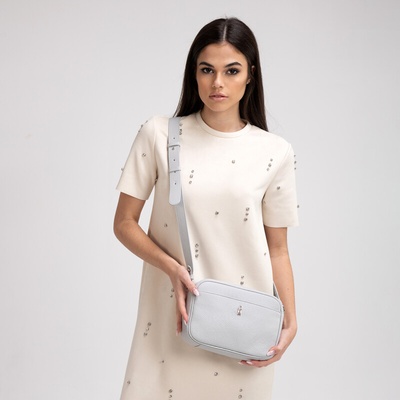 Wojewodzic Malá kožená kabelka crossbody jemne sivá 31904/GS43