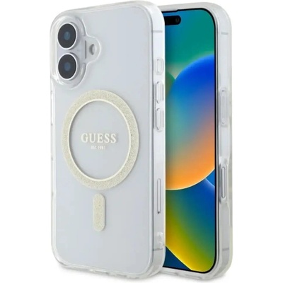 GUESS GUHMP16MHFGERET iPhone 16 Plus 6.7" прозрачен твърд калъф IML Glitter Circle MagSafe (3666339307561)