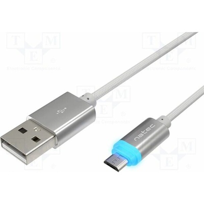 Natec NKA-1209 microUSB to USB (M), 1m, stříbrný