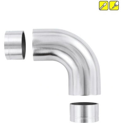 Feldmann Nerezová spojka dreveného madla zábradlia pr.42 mm 50602-240 oblá 90°, AISI 304 brus