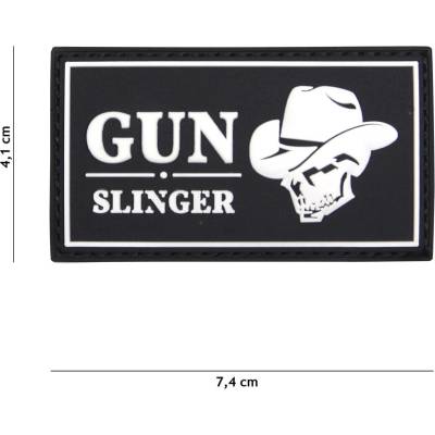 Gumová nášivka 101 Inc nápis Gun Slinger Cowboy - čierna