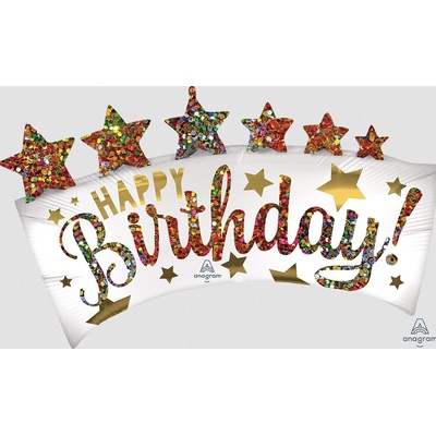 Anagram Happy Birthday fóliový balónek 86 cm