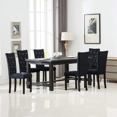 vidaXL Трапезни столове, 6 бр, черни, кадифе (275220)