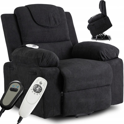 JAKS Masážní křeslo černé manšestr Fenix – Zboží Mobilmania