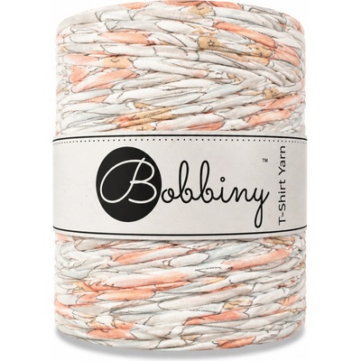 Bobbiny T-shirt yarn Bobbiny - T-shirt yarn: Krémový s lososovým květinovým vzorem