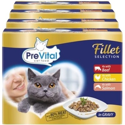 PreVital Fillet Selection Консерва говеждо/пиле/сьомга в сос 48 x 85 г