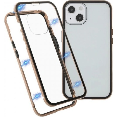 AppleKing s kovovým rámčekom a s tvrdeným sklom iPhone 13 - zlaté