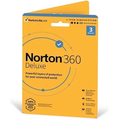 Norton 360 Deluxe 25GB, 1 lic. 3 zar. 12 mes.