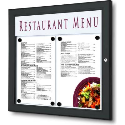StandMar Venkovní menu vitrína SCZ – uzamykatelná, s logem vitríny-varianty: 2 x A4, na šířku, černý