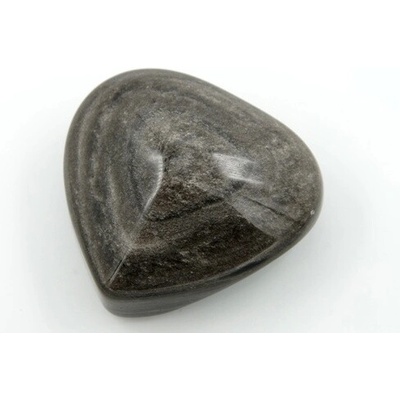 Obsidián stříbrný srdce 6,5 cm