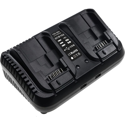 Cameron Sino 2 зарядни устройства за акумулатори DeWalt 12V MAX, XR Li-Ion 18V, екви. DCB120, DCB132 (DF-DEC102EU)