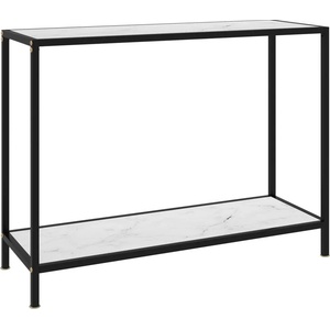 vidaXL Конзолна маса, бяла, 100x35x75 cм, закалено стъкло (322837)