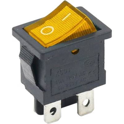 Kolískový vypínač obdĺžnikový s podsvietením, KCD1 4-pin, 250V/6A Žltá