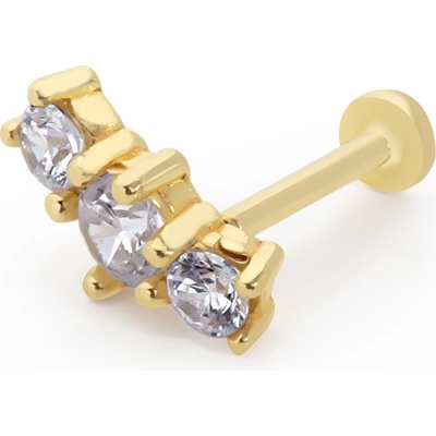 Lillian Vassago Zlatý piercing labreta zdobená zářivými zirkony LLV92-GPI117LB