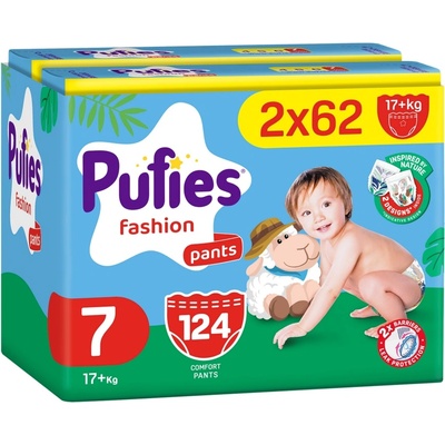 pufies Пелени гащи Pufies Fashion - Extra Large Plus, размер 7, 124 броя, 17+ kg, Mega Pack 2 (54000243)