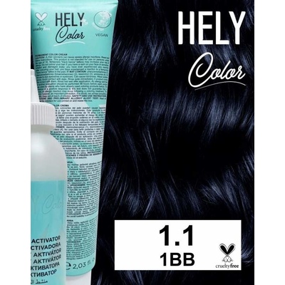 Hely Color permanentní barva na vlasy černá modrá 1.1/1BB 60 ml