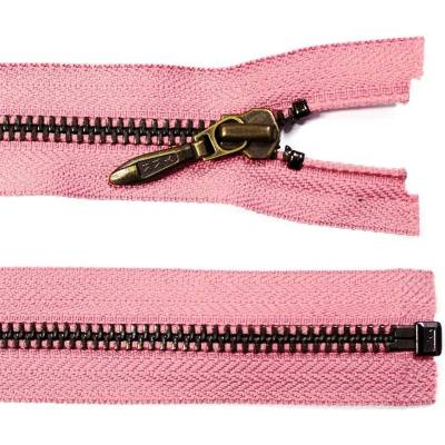 Kovový zip no.5 rozepínací 80cm (staromosazné zoubky) - více barev b: 15 růžová