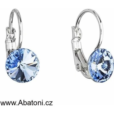 Swarovski Elements Rivoli vlepený krystal Dětské Ocelové náušnice visací modré kulaté 51031.3 Light Sapphire modrá světlá blankytná