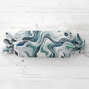 Biante Vankúš valec bonbon Sandra SA-587 Modro-zelené designové vlnky na mintovom 15x100