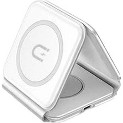 Dudao A11N 3-in-1 MagSafe Wireless Charger 15W - тройна поставка (пад) за безжично зареждане на iPhone с Magsafe, Apple Watch и Qi съвместими устройства (бял)