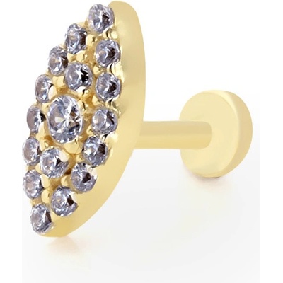 Lillian Vassago Zlatý piercing labreta list se zářivými zirkony LLV92-GPI084LB