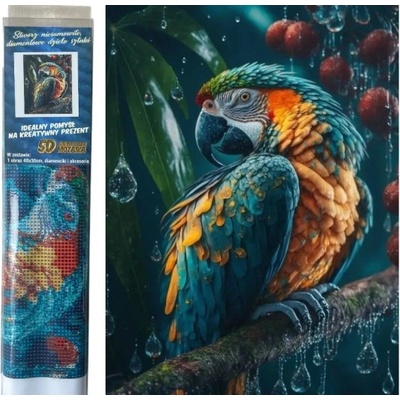 Norimpex Diamantový obrázek Papoušek v dešti 30 x 40 cm 1009986 – Zbozi.Blesk.cz