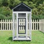 vidaXL Къщичка за птици сива 91, 5x53x170 см масивна чамова дървесина (172253)