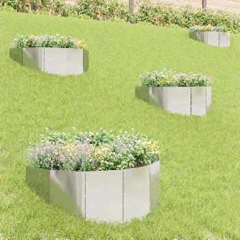 vidaXL Ограда за трева 4 pcs 100 x 45 cm Стомана Сребристо (8008900)