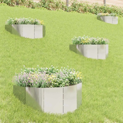 vidaXL Ограда за трева 4 pcs 100 x 45 cm Стомана Сребристо (8008900)