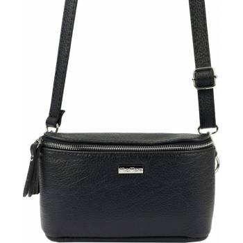 MiaMore dámská kožená crossbody kabelka 01-001 Dollaro černá