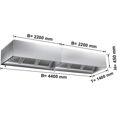 G.Gastro Digestoř 4,4 m - s filtrem & svítidlem - D9782750