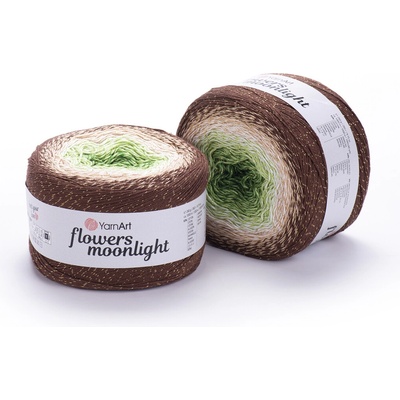 Yarn Art Příze Flowers Moonlight 3272 zelená, hnědá, tmavě hnědá