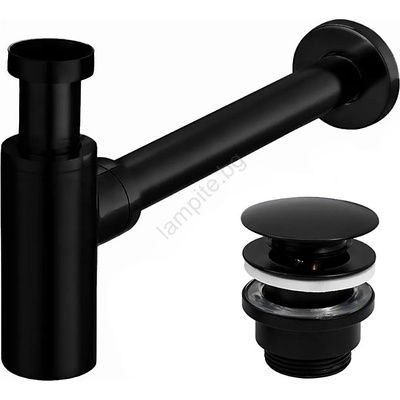 Rea Rea-a5215 - Сифон за мивка с click-clack изпразнител, Ø 6, 4 см, матово черно (re0149)