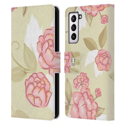 Pouzdro HEAD CASE na mobil Samsung Galaxy S21 / S21 5G Francouzský venkov růže VINTAGE (Flipové pouzdro, obal pro mobil Samsung Galaxy S21 / S21 5G Francouzský venkov růže VINTAGE)