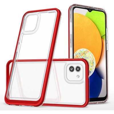 HQWear Кейс HQWear Clear 3in1 за Samsung Galaxy A03, с червена рамка, прозрачен (9145576265956)